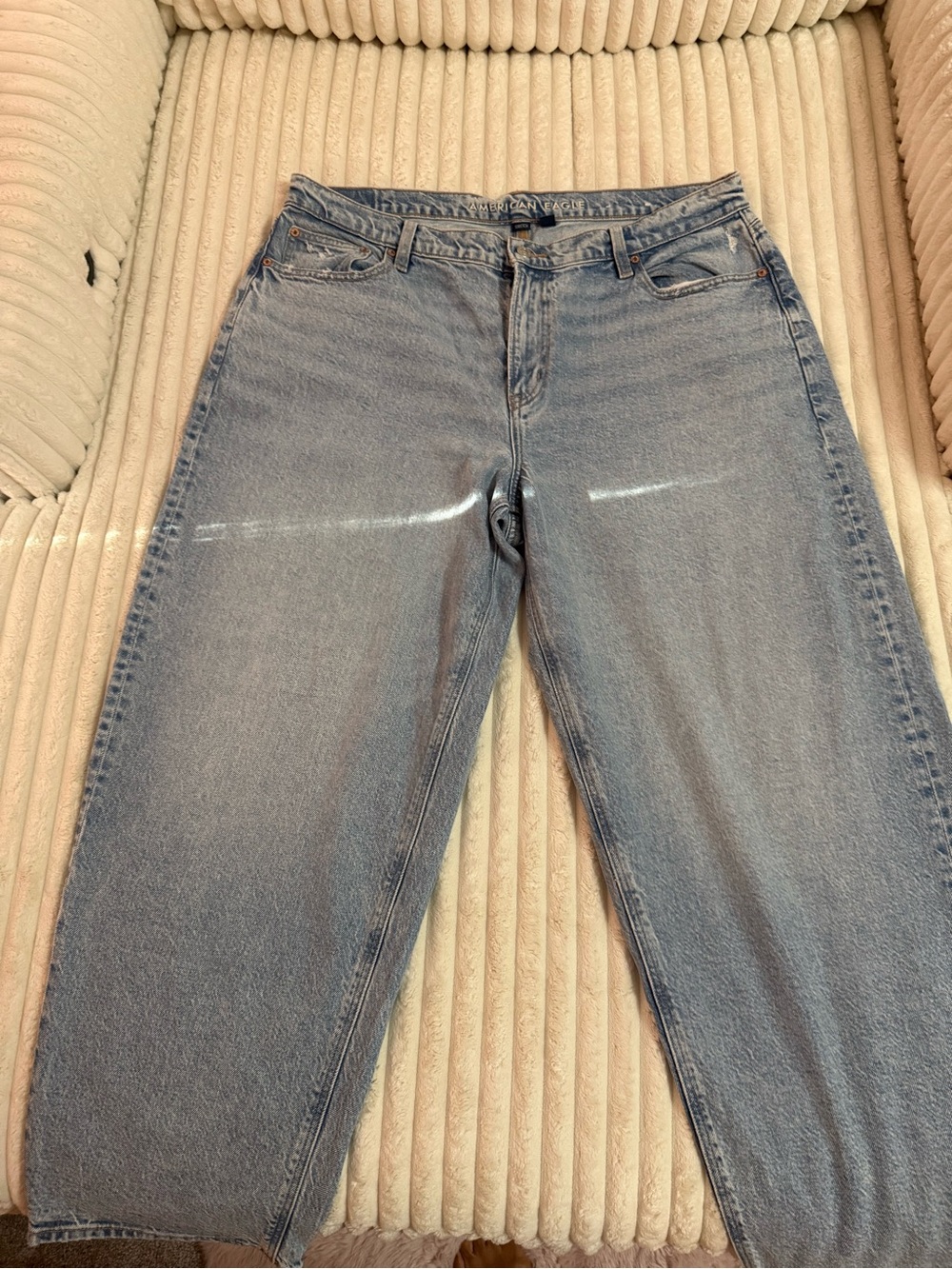 American Eagle Barrel Jeans Size 16 Long Blue Denim -NWOT